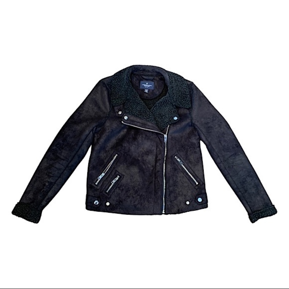 American Eagle Black Sherpa Lined Jacket Size: XS - Picture 2 of 7